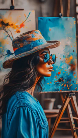 The body and soul of a beautiful woman with dark sunglasses and beach hat