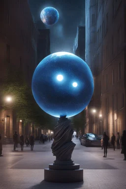 статуя на улице, Шар как планета/звезда: Превратим шар в визуализацию планеты, звезды или небесного тела. С помощью проекции, освещения и текстур можно создать ощущение реального космического объекта.