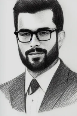 Pencil sketch of a Man with Glasses on lined paper