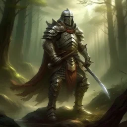 old fantasy illustration lone warrior