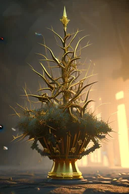 A gold crown of thorns, cinematic lighting, 4k resolution, smooth details.