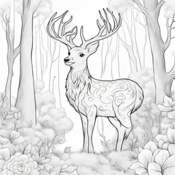 outline art for cute forrest coloring pages, white background, sketch style, only use outline, mandala style, clean line art, white background, no shadows and clear and well,