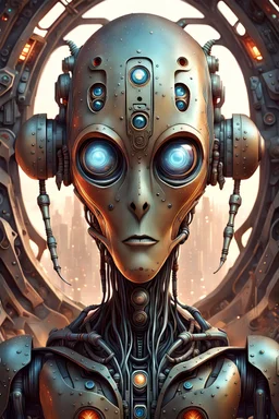 a beautiful surreal old alien hybrid of a robot, low rusted iron, perfect eyes, ultra-realistic illustration, complex, sci-fi, very detailed, digital painting, art station, conceptual art, soft sharpness, illustration, 8k, art by art germ and Greg Rutkowski and alphonse mucha, perfect design, clean.