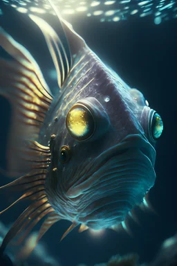 Half fish half alien ,cinematic lighting, 4k resolution, smooth details.