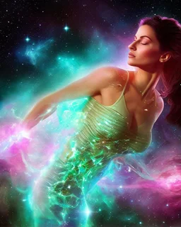 woman body dissolving itself in space