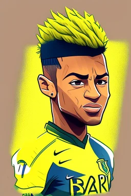 Neymar Brazilian soccer player ,cartoon 2d