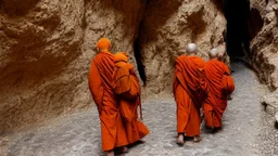 monks in a cave