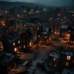 Close-up of ultra realistic ruined city, after a war, vivid, ultra realistic, Egon Schiele, Hieronymus Bosch, hypermaximalist, light, Italian 1970's odd movie, hilarious, Minicavio Quollati style, photography by Marlost Endgulp, dark atmosphere, obsessive, 4k, sharp focus, 3d, photorealism