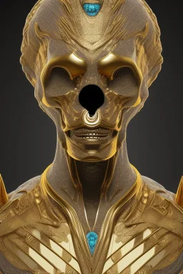 black male African Egyptian alien, cracks in the voodoo head, wicked, eyes, crown, Elephant, 8k, finely detailed, photo realistic, tiger turquoise skull head gold dragon space alien snow skeleton gold gorilla silver crown silver eyes