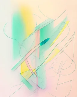 Abstract pastel painting with sketchy pencil outlines