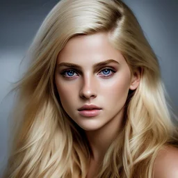 Photorealistic headshot of a beautiful blonde warrior