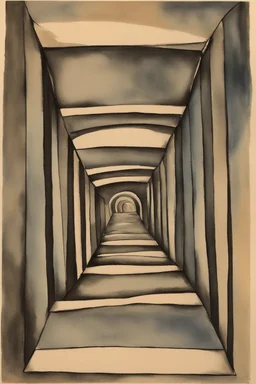 The Ego Tunnel; Cezanne; Celestial Art; Ink Wash; Black With Iridescent Pastels