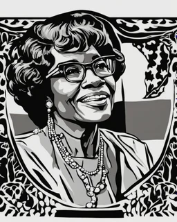 Outline art for coloring pages with Shirley Chisholm, white background, sketch style, only use black outline, white background, no shadows and well and clear outline