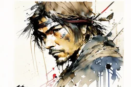Portrait of a Sparrow watercolour Yoji Shinkawa in style high_quality_art. Ru dalle