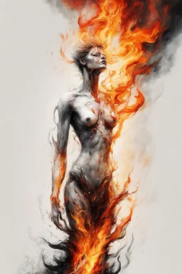 art, abstract, human, burning edges, (intense and emotional visual experience:1.5), (captivating and fiery ambiance:1.3), (dramatic and captivating essence:1.2), (fiery details:1.3), white background