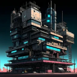 cyberpunk retro futuristic construction sight for comics