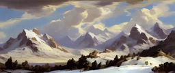 mountain range in snow by poussin