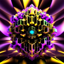 a mandelbulb 3d fractal made of metallic random color cubes a pertty artistc background