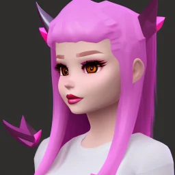 ROBLOX woman character pink hair with horns with white t-shirt and black tie