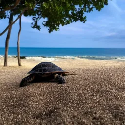 turtle watching the sea on the beach