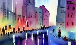 watercolor, city