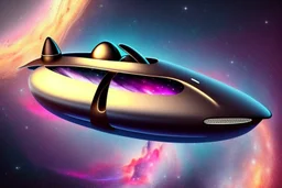 cool design of a small spaceship cruising through the gAlaxy