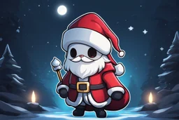 sticker Chibi santa-claus in 8k solo leveling shadow artstyle,, hollow knight them, close picture, neon lights, intricate details, highly detailed, high details, detailed portrait, masterpiece,ultra detailed, ultra quality