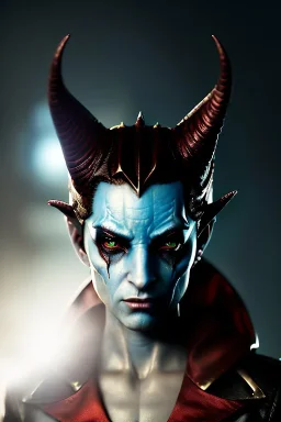 Tiefling rogue, demon horns, demon tail, ominous, facepaint, dnd character portrait, waist up portrait, intricate, oil on canvas, masterpiece, expert, insanely detailed, 4k resolution, retroanime style, cute big circular reflective eyes, cinematic smooth, intricate detail , soft smooth lighting, soft pastel colors, painted Renaissance style