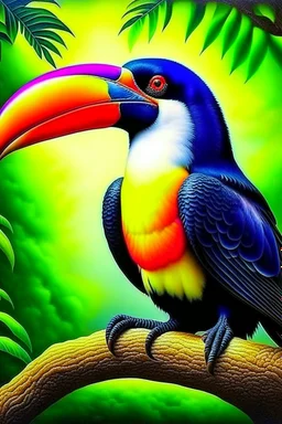 Toucan bird full body, digital art, photo, illustration, digital painting,oil painting, smooth, sharp focus, highly detailed