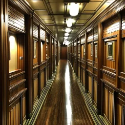 long corridor below decks on a ship