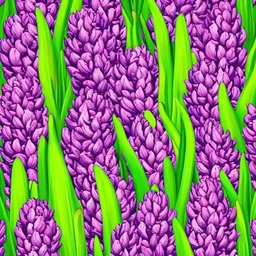 a highly detailed oil painting of a Hyacinth flower, repeating seamless pattern, beautiful and lush, pop art
