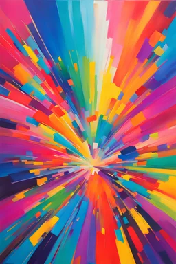 Technicolor Dreams" - Paint a simple, abstract composition using bold, vibrant colors to represent the fast-paced, high-tech world we live in.