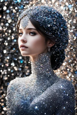 girl made out of thousands of precious crystals