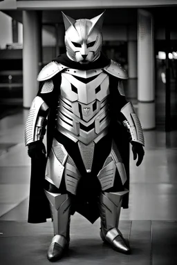 Catman in futuristic armor, photograph