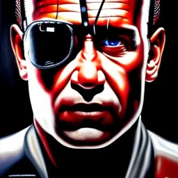 portrait of 'Terminator' painting by simon Bisley , oil on canvas, cinematic composition, extreme detail,fit full head inside picture,8k