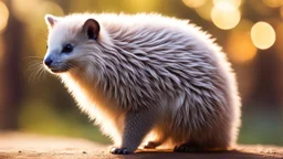 Strange, beautiful, unusual furry mammal, beautiful volumetric lighting, attractive composition, photorealistic, bokeh blur, extremely detailed, chiascuro