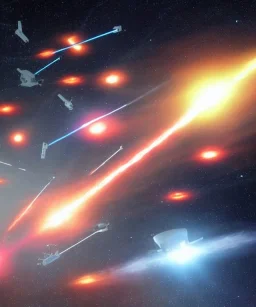 Fleet of space ships all firing lasers at once in the same direction