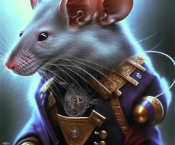 Back lit photo of a humanoid rat pirate, detailed, photo realistic, cinematic, by drew struzan