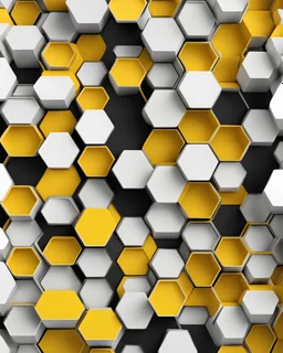 white and yellow 3d honeycomb background pattern