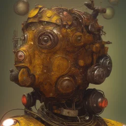 robot portrait, rust, scaffolding, iron cladding, decay, mixed media, textured, anatomically correct, beautiful perfect face, sharp focus, highly detailed