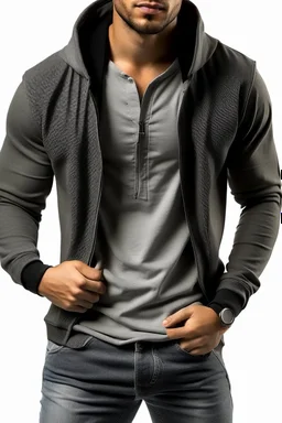 Man's Casual Blazer with a grey hoodie Atached