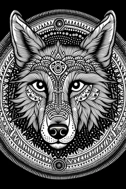 wolf face with mandala