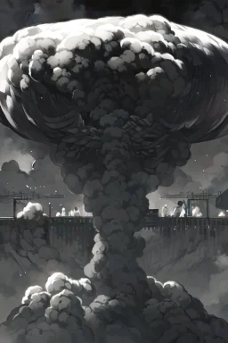 Hiroshima bomb, line arts, manga style