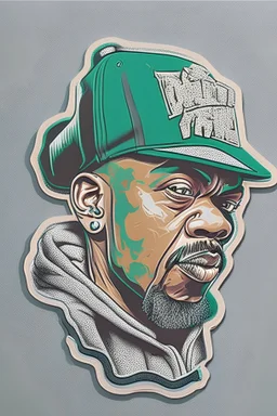 designe for a sticker, oldschool rapper, chalk color drawing, White background, highly detailed clean, 3D vector image