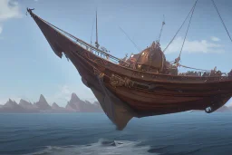 flying sailing ship fantasy flying