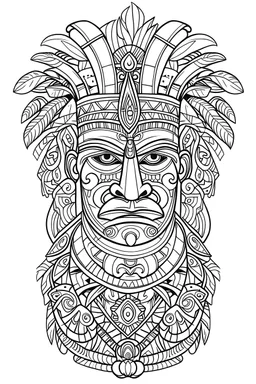 outline art for square polynesian tiki totem coloring page for kids, classic manga style, anime style, realistic modern cartoon style, white background, sketch style, only use outline, clean line art, no shadows, clear and well outlined