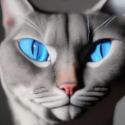 humanoid cat face, blue eyes, highly detailed