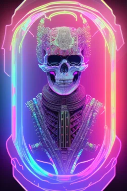 Futuristic Neon crystal skeleton samurai smoke glass fire water