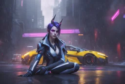 Widowmaker in 8k anime cgi artstyle, overwatch them, neon effect, close picture, rain, apocalypse, intricate details, highly detailed, high details, detailed portrait, masterpiece,ultra detailed, ultra quality