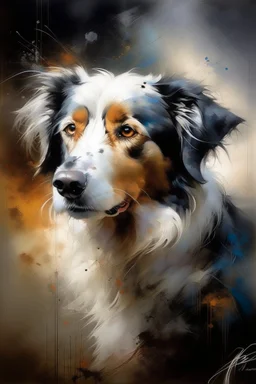A portrait of a bernadoodle dog by willem haenraets, centred, perfect composition,